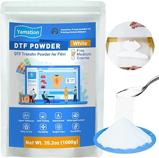 Yamation DTF Powder 1000g (2.2 lbs) - White DTF Transfer Powder Hot Melt Adhesive, Anti-Static &amp; Soft Stretch, for All DTF Printers &amp; Sublimation Hack, Custom T-Shirt Printing on All Fabrics