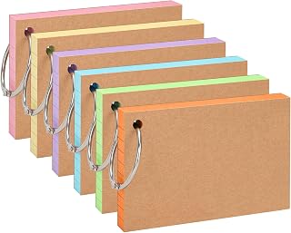 OWLKELA Flash Cards 300Pcs, 5x3 inch, 6 Colors, 6 Binder Rings | Index Card, Ruled Revision Card with Kraft Paper, Study Cards for Office, School, Home, Classroom Supplies