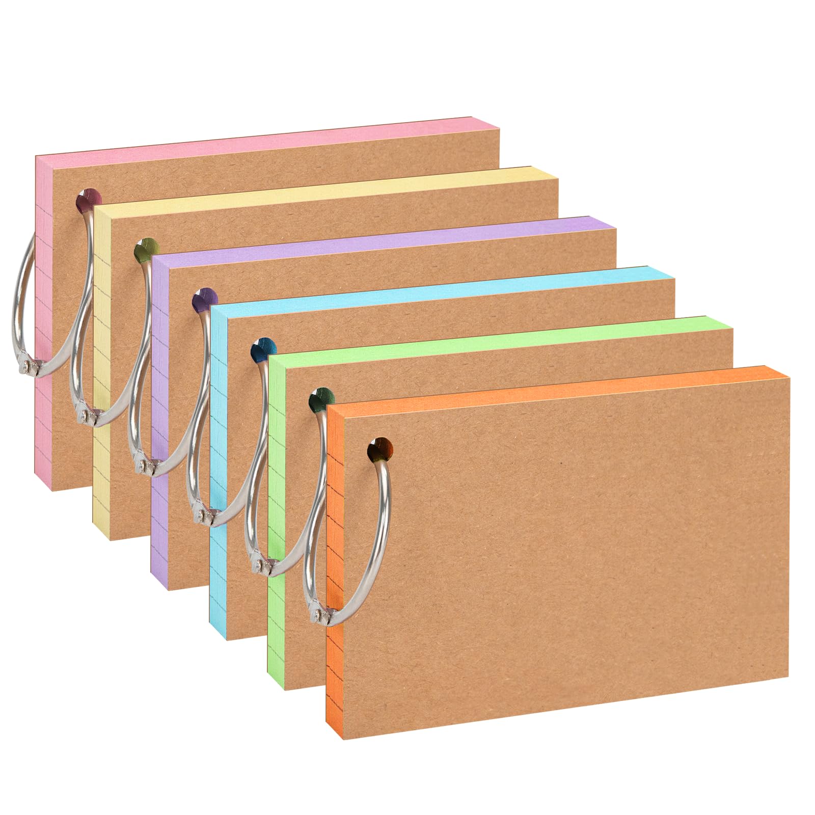 OWLKELA Flash Cards 300Pcs, 5x3 inch, 6 Colors, 6 Binder Rings | Index Card, Rul