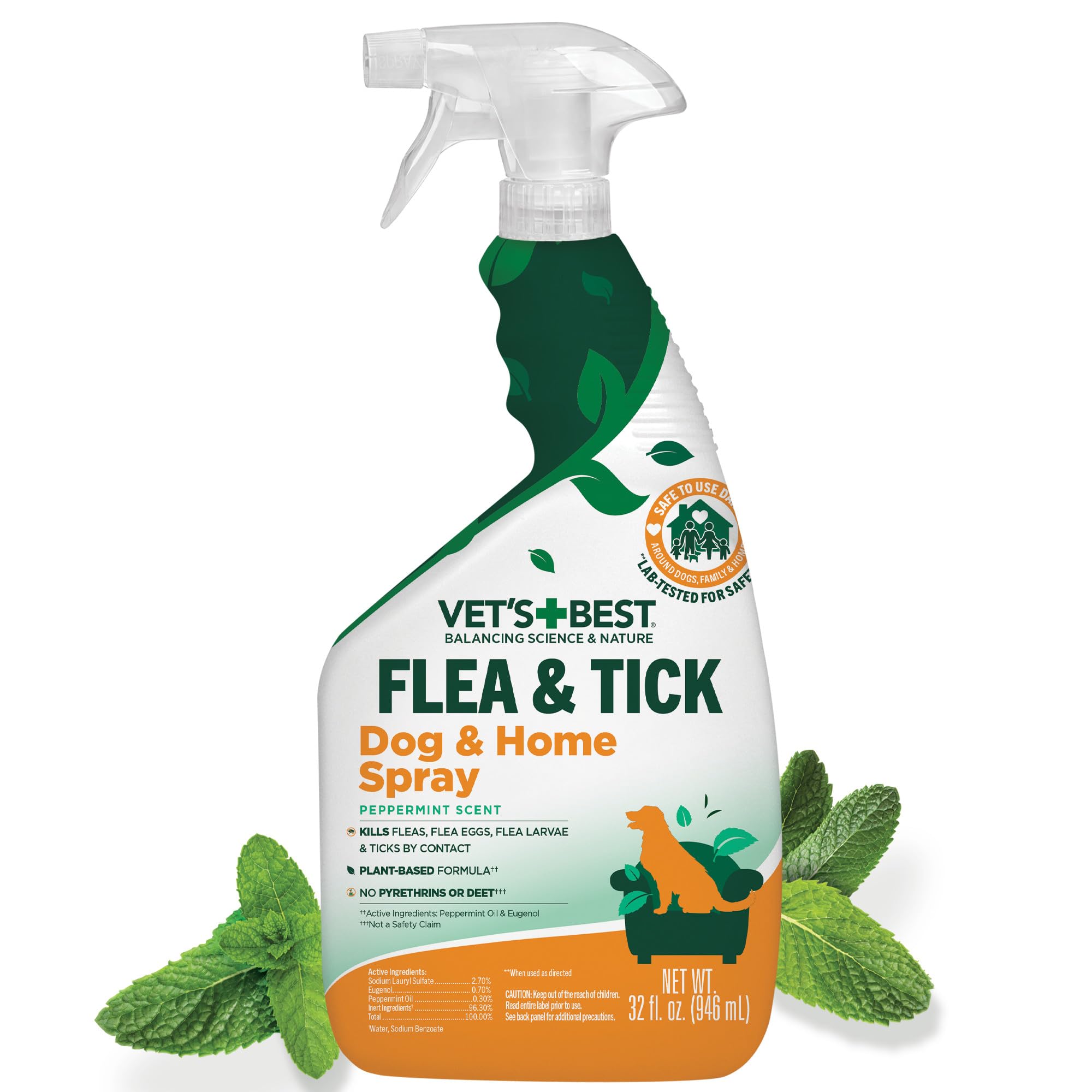 Vet's Best Indoor Flea & Tick Home Spray for Dogs, Plant-Based Spray, 32 oz | Pl
