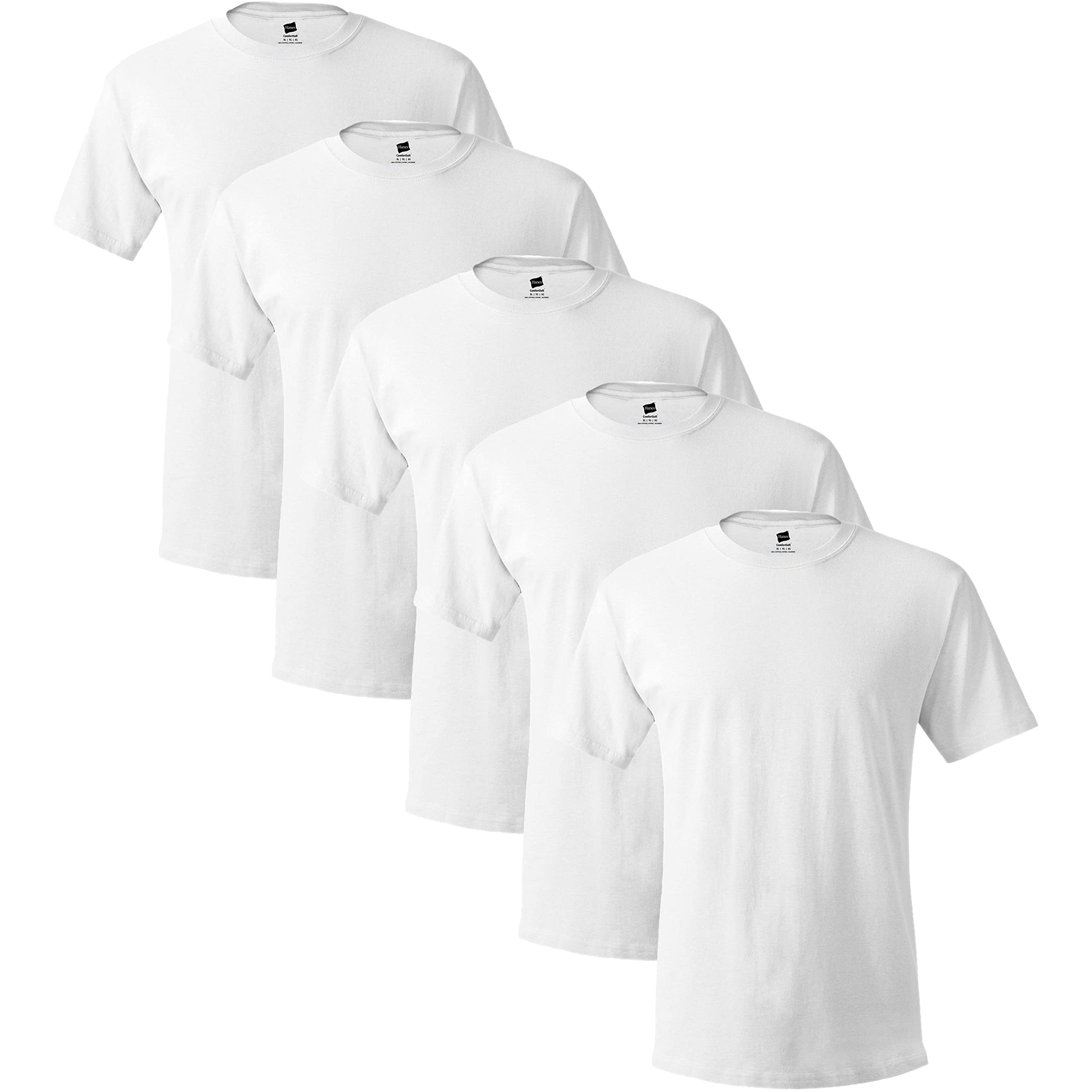 Hanes Big Men's Tagless ComfortSoft Crew Undershirt Tall, White 5-Pack,X-Large B