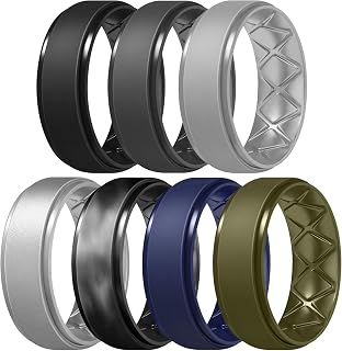 Egnaro Men's Silicone Wedding Rings, 8.5mm Wide 2mm Thick, 1 to 7 Multipack | Breathable Inner Arc Rubber Bands, Hypoallergenic and Flexible for Gym, Work, Construction, Electrical Jobs, and Outdoor Uses
