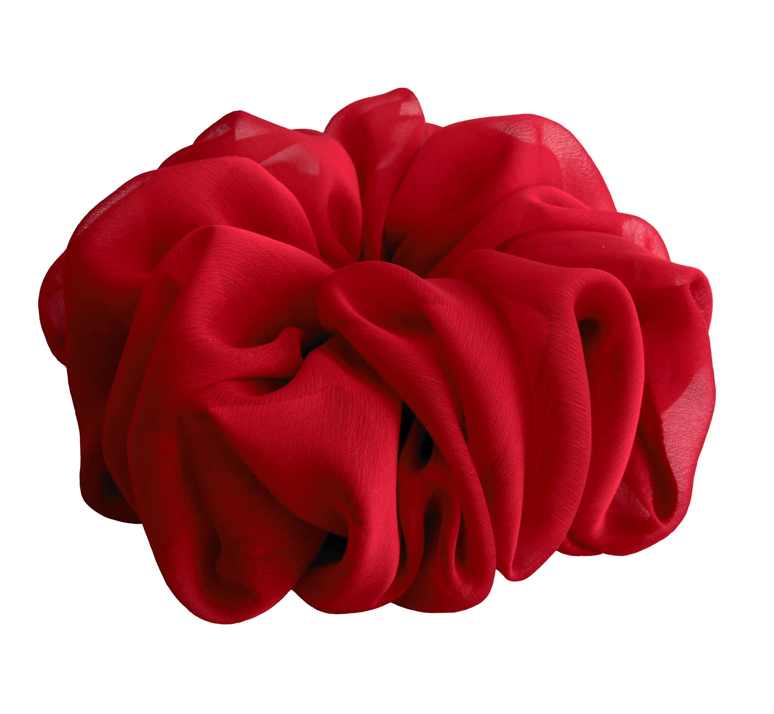 38 Colors Available, Soft Sheer Chiffon Big Hair Scrunchies (Red) | Handmade 7 i