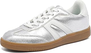Women's Retro Gum Sole Fashion Sneakers-Lace Detail Casual Retro Walking Shoes-Gum Sole Casual Tennis-Anti Slip Trainers