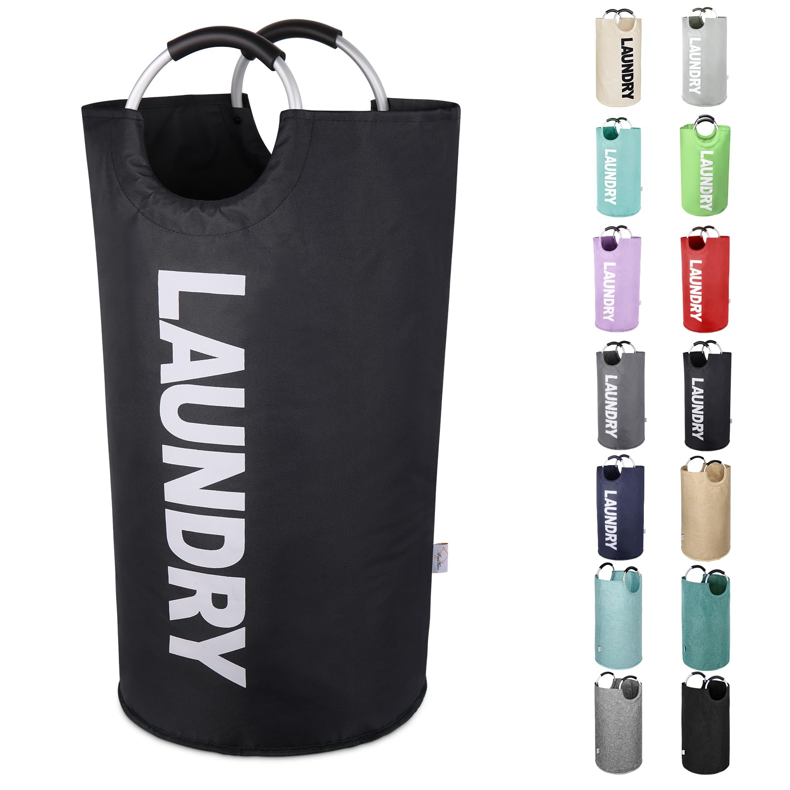 SweetMemo Large Laundry Basket, Laundry Hamper Bag with Handles, 95L, Black | Fr