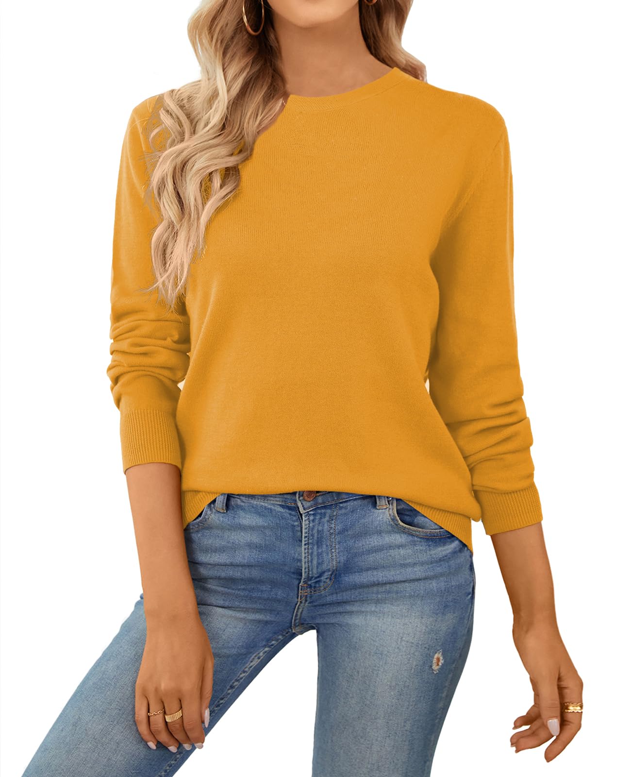 QUALFORT Women's Sweater 100% Cotton Soft Knit Pullover Jumper