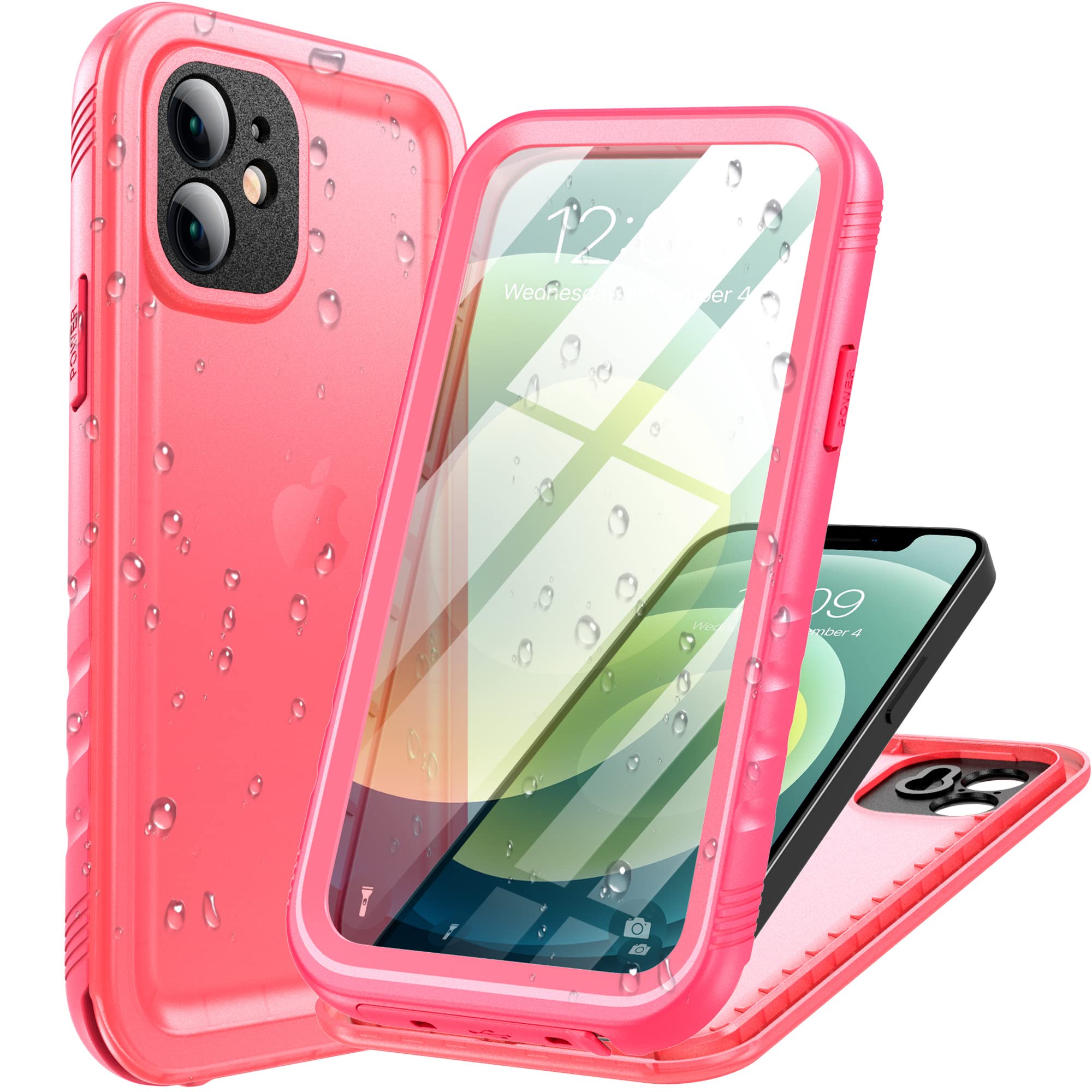 Cozycase for iPhone 12 Mini Waterproof Case Full Body Heavy Duty Pink