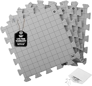 Mr. Pen- Interlocking Blocking Mats, 12” x 12”, 4 Pack with 50 T-Pins | For Knitting &amp; Crochet Projects, Foam Board Design, Includes Pins for Yarn Craft Blocking