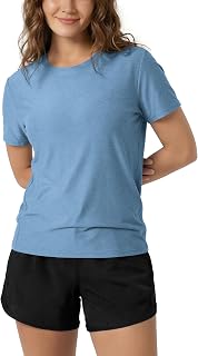 ODODOS Women's Performance Cropped Tee Ultra Soft odSTRATUM Tech Short Sleeve Relaxed Top Crew Neck T-Shirts