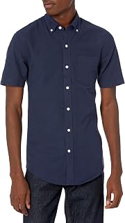 Amazon Essentials Men's 100% Cotton Standard Fit Short Sleeve Oxford Shirt