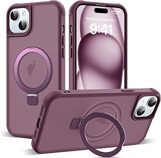 SKYLMW Compatible with iPhone 15 Case with Stand,Wine Red