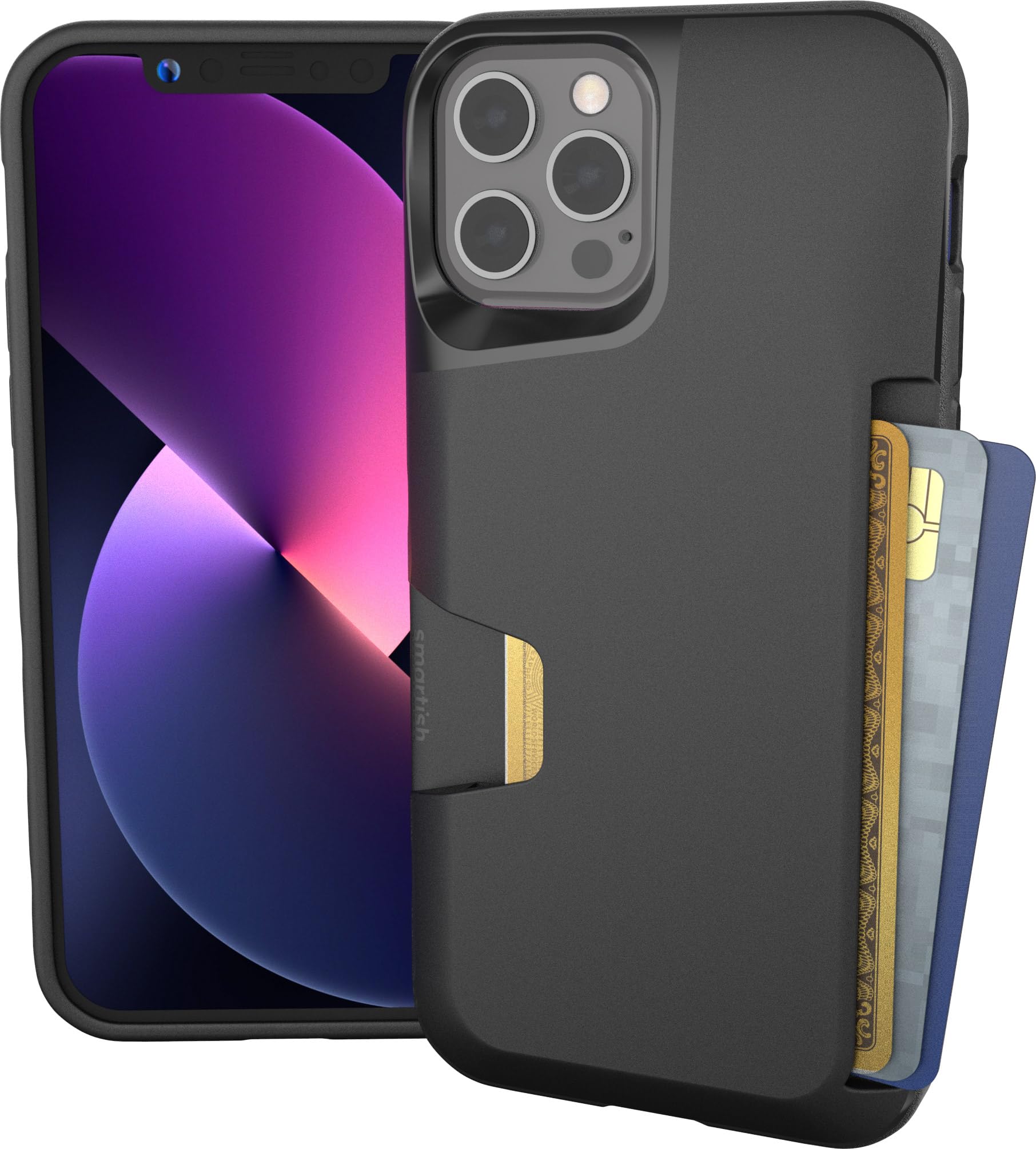Smartish iPhone 12/12 Pro Wallet Case, Card Holder, Wallet Slayer V1, Black