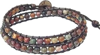 Genuine Stone Wrap Bracelets for Women Natural Crystal Beaded Wrap Bracelet 2/3/5 Adjustable Bohemian Bracelets Jewelry Gifts for Women Mom