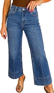 Astylish Women 2026 Wide Leg Jeans High Waisted Cropped Ankle Denim Pants