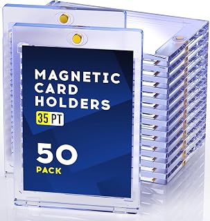50ct Magnetic Card Holder, 35pt One Touch Card Holder for Trading Cards | U-V Protectors Hard Plastic, Magnetic Card Case for Trading, Sports, Game, Football, Baseball Cards