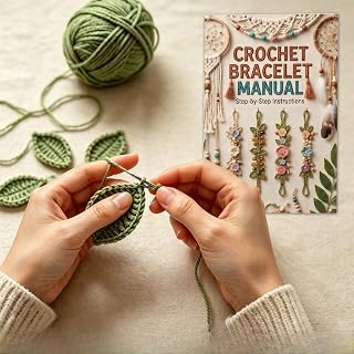 Crochet Bracelet Pattern Planner – 4 Natural Style Project Log with Instructions, Healing Handmade Tracker for Weaving Enthusiasts
