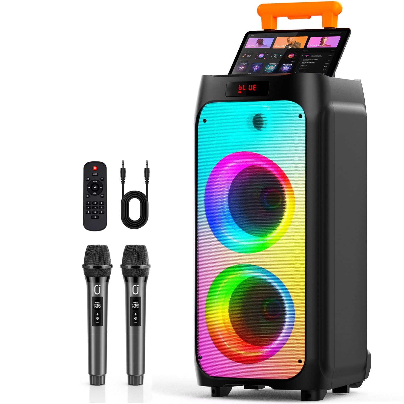 24”Karaoke Machine For Adults, 600W Peak,Dual 8"Woofer, Loud&Powerful Sound | Te