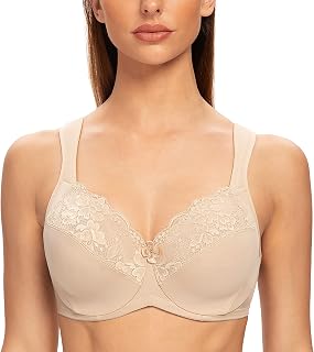 MELENECA - Full Cup Bra with Lace Underwire for Women