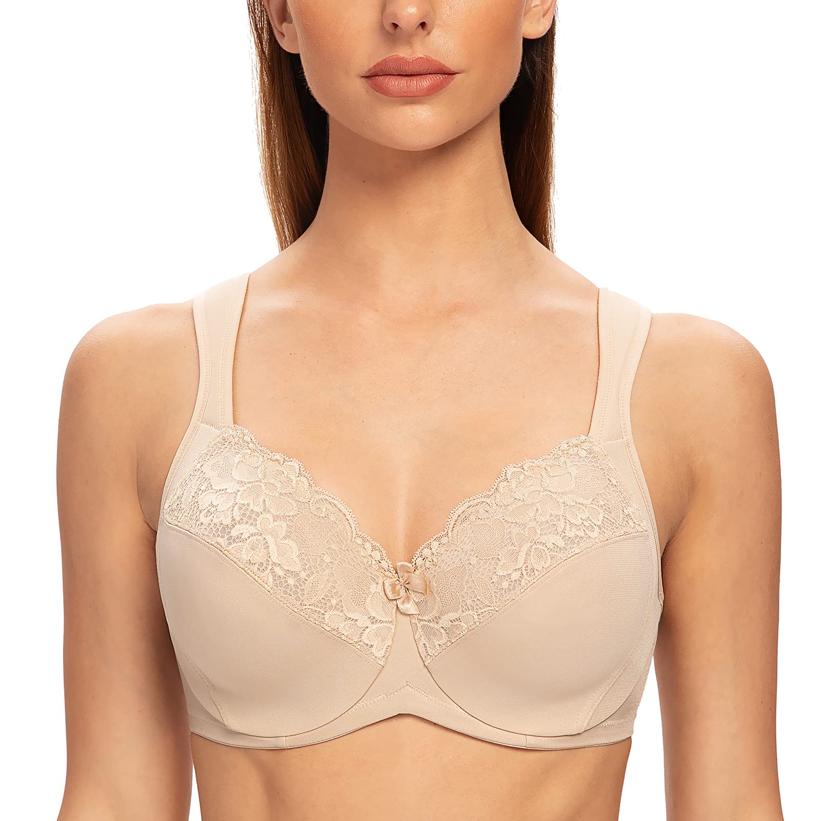 MELENECA - Full Cup Bra with Lace Underwire for Women