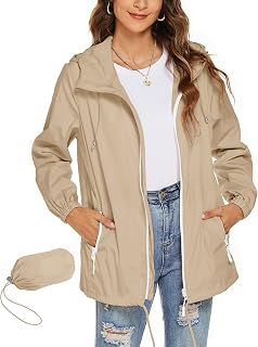 Rapbin - Women's Lightweight Waterproof Windbreaker Jacket Slim Practical Travel Rain Jacket for Cycling
