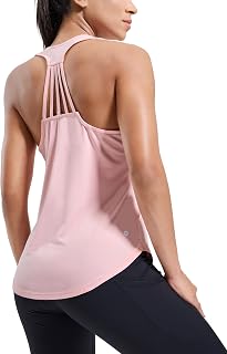 MIER Workout Tank Tops for Women Sleeveless Yoga Athletic Running Dry Fit Back Racerback Soft Top Gym Crew Neck