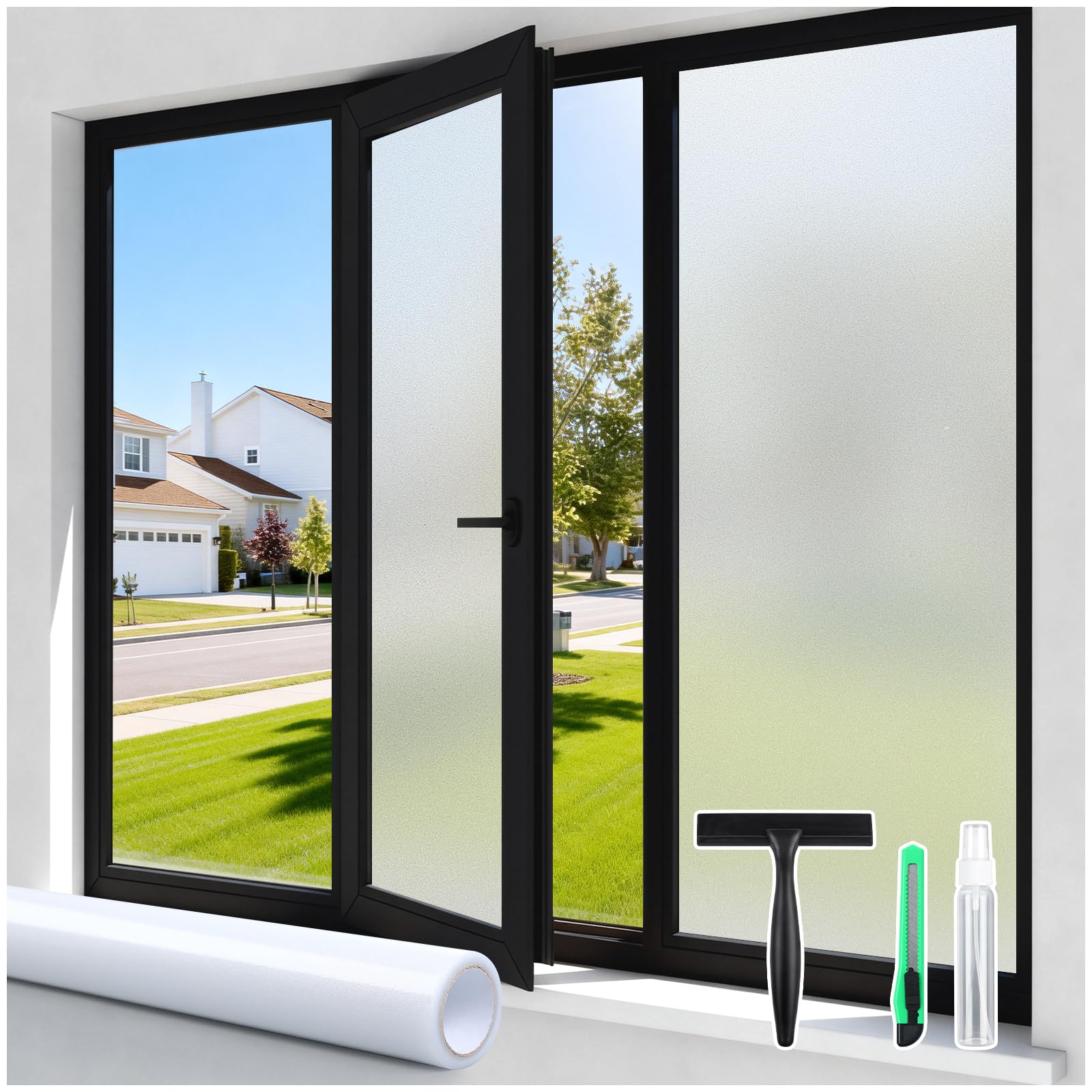 DOWELL Window Films for Privacy, Static Cling Frosted Glass Film,44.5x200cm | No
