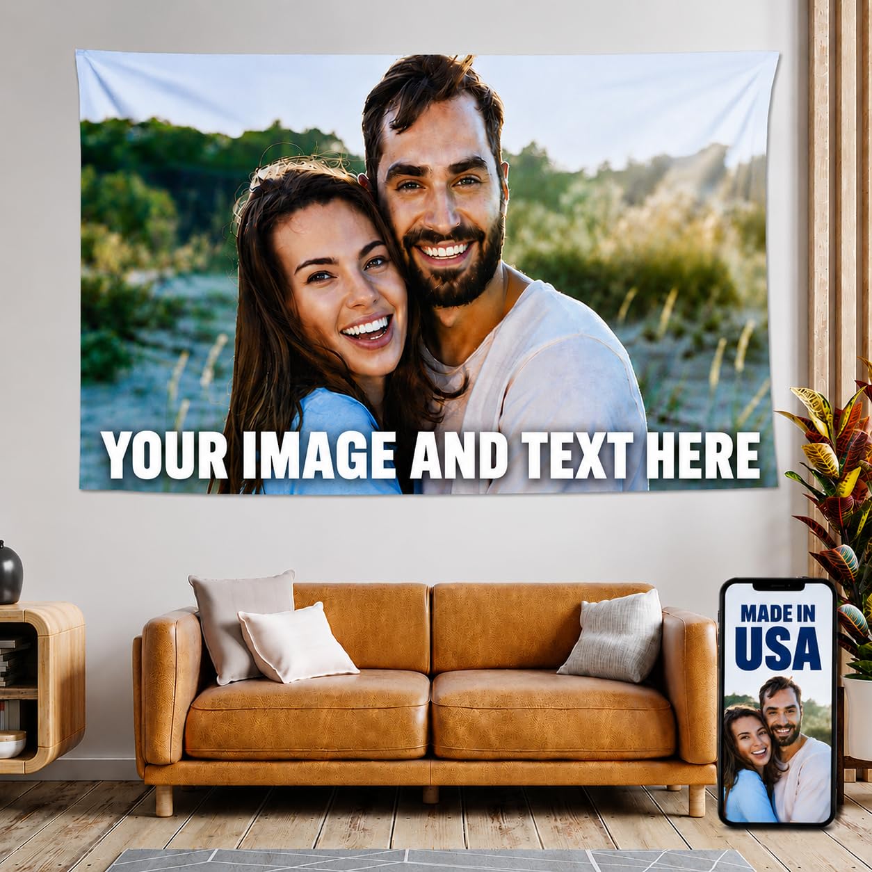 Ships Next Day, Custom Photo Tapestry, Wall Banner, Backdrop Customized | Person
