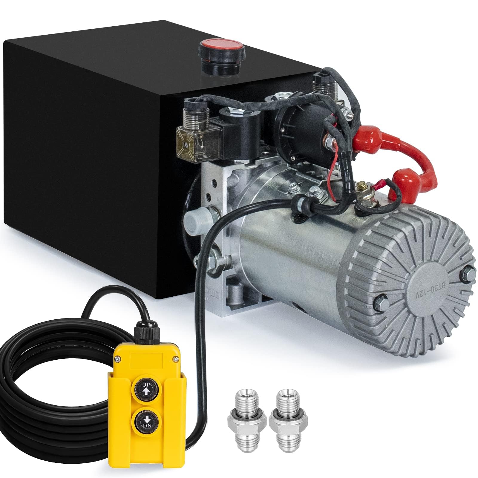 DC HOUSE Electric Hydraulic Pump Unit Metal Reservoir for Dump Trailer (Double A