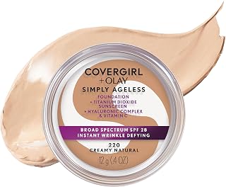 COVERGIRL &amp; Olay Simply Ageless Instant Wrinkle-Defying Foundation, Creamy Natural 0.44 Fl Oz (Pack of 1)