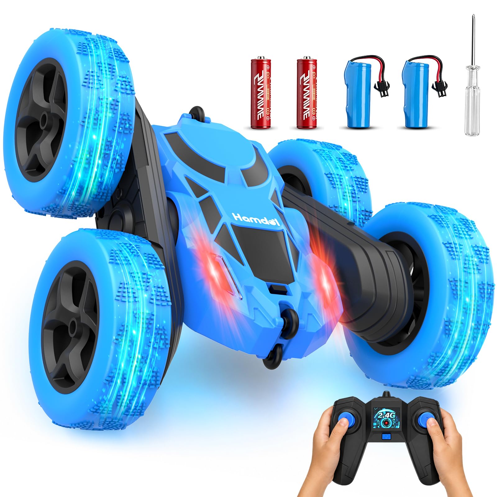 Hamdol Remote Control Car for Kids, Hamdol 360° Rotating RC Stunt Car Double-Sid
