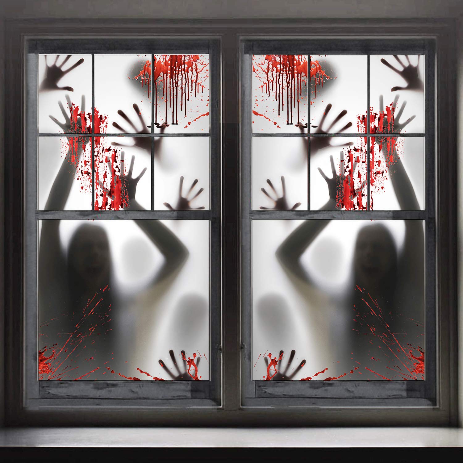 FUNNISM 2PCS Halloween Haunted House Decoration Window Door Cover | Scary Zombie