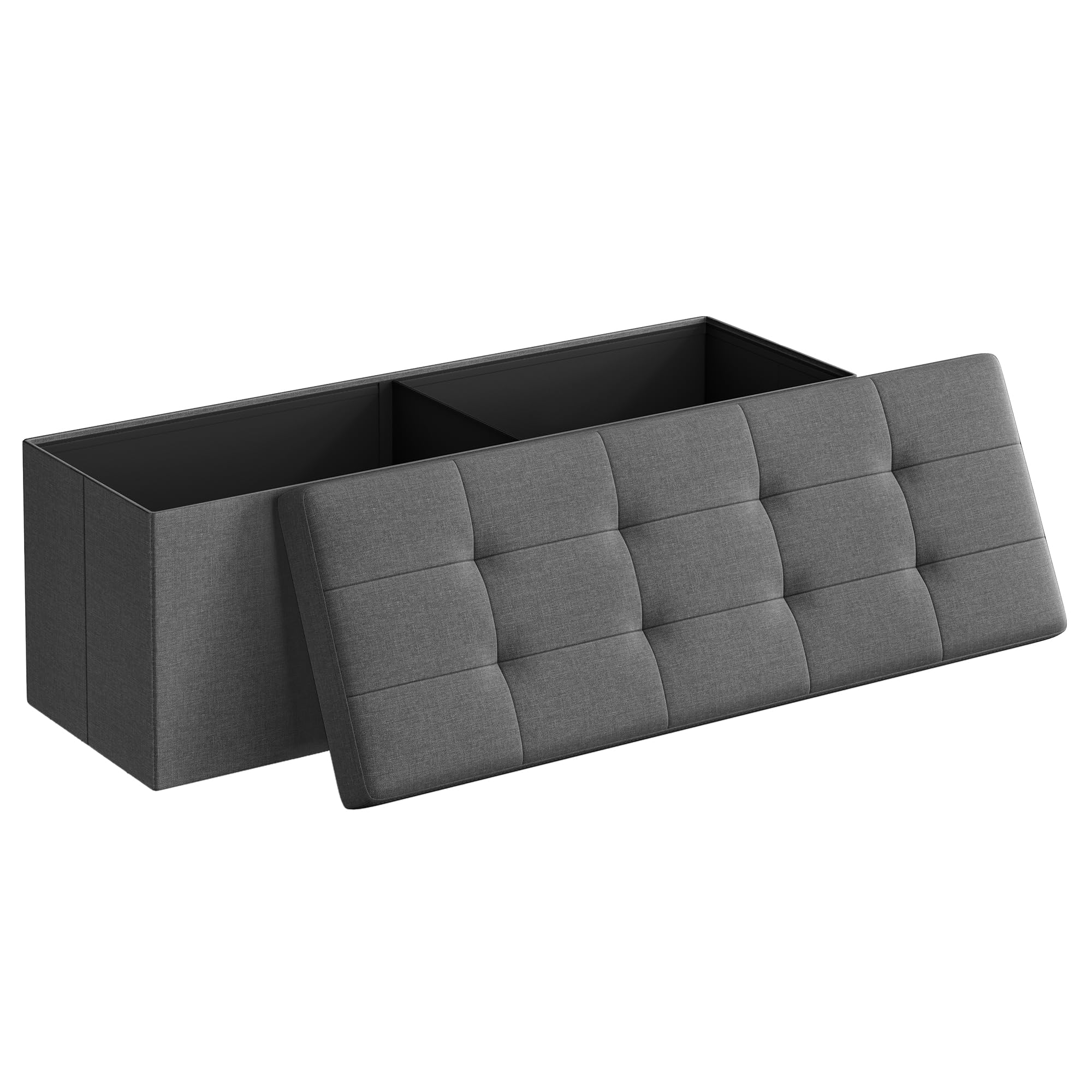 SONGMICS 43.3 Inches Folding Storage Ottoman Bench, Load 660 lb | Ottoman Foot R