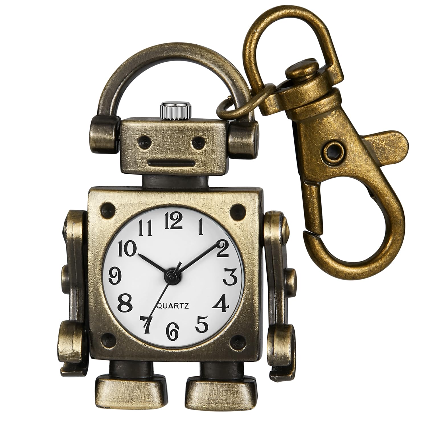 Realpoo Men's Portable Quartz Pocket Watch with Key Chain,Portable Quartz Arabic
