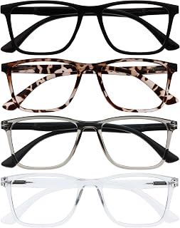 OPULIZE NYX Blue Light Blocking Reading Glasses - Rectangular Frame - UV Anti-Glare Eyewear - Improve Sleep Computer Gaming - Reduce Headaches Eyestrain Protection - Rectangular Frame - Mens Womens