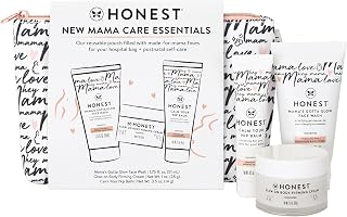 The Honest Company New Mama Care Gift Set, Hospital Bag Must Haves | New Mama Hospital-Bag Gift Set: Nip Balm (0.5 Oz), Glow On Body Cream &amp; Face Wash (1.75 Fl Oz) In A Reusable Pouch.