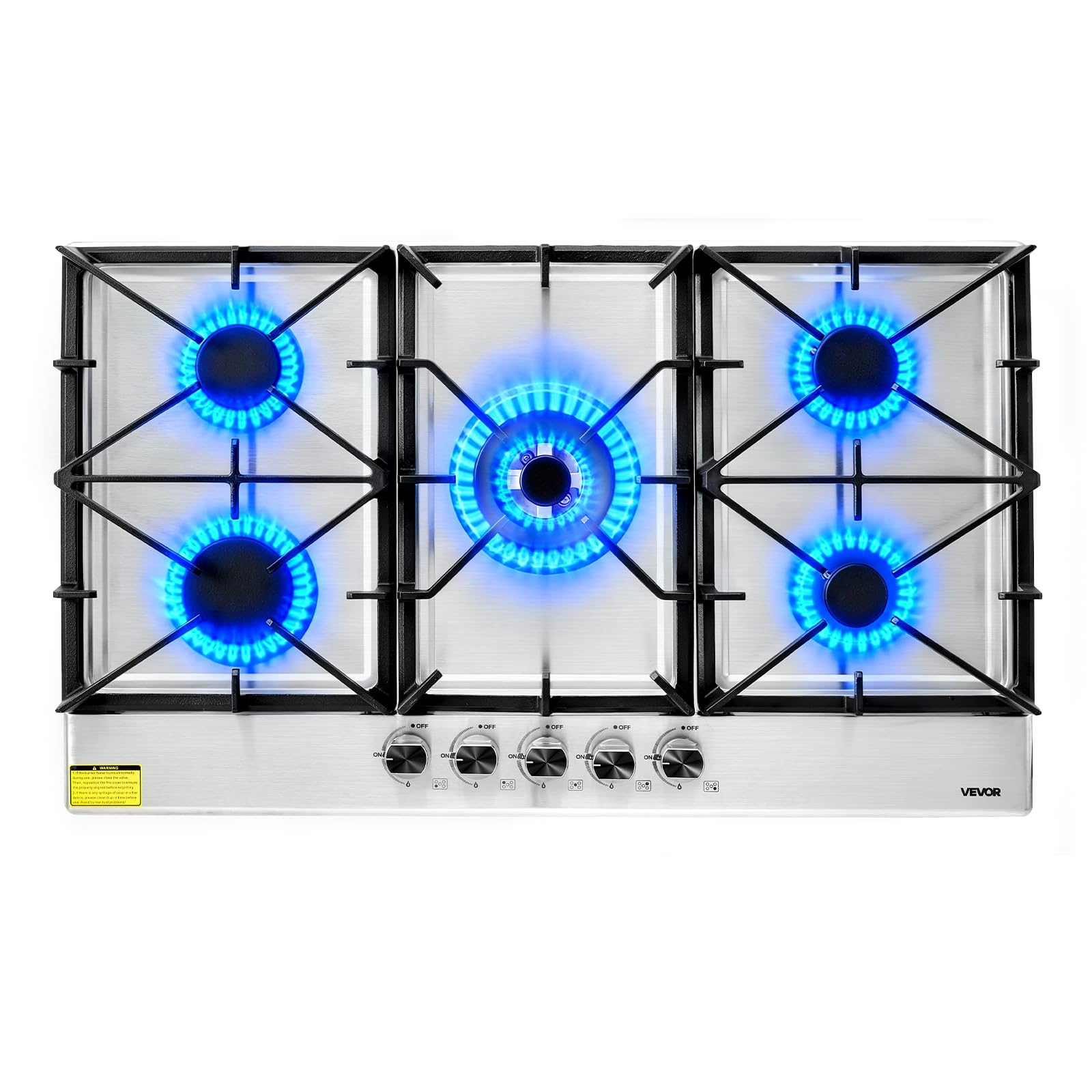 VEVOR 36 inch Gas Cooktop 5 Burners Gas Stove Top, Max 38300BTU Built-in Stainle