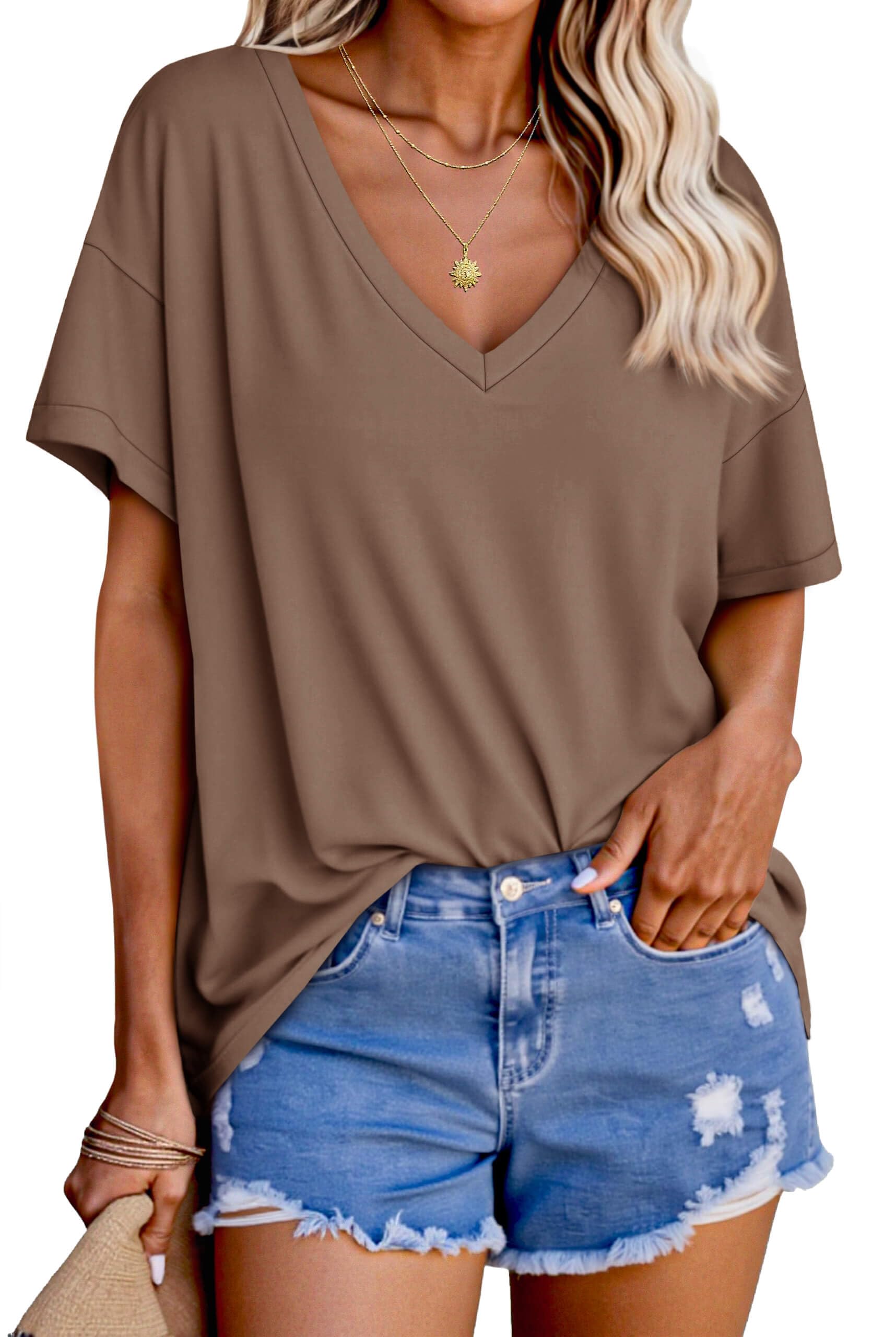 Tankaneo Women's Oversized Short Sleeve Loose Fit T-Shirt