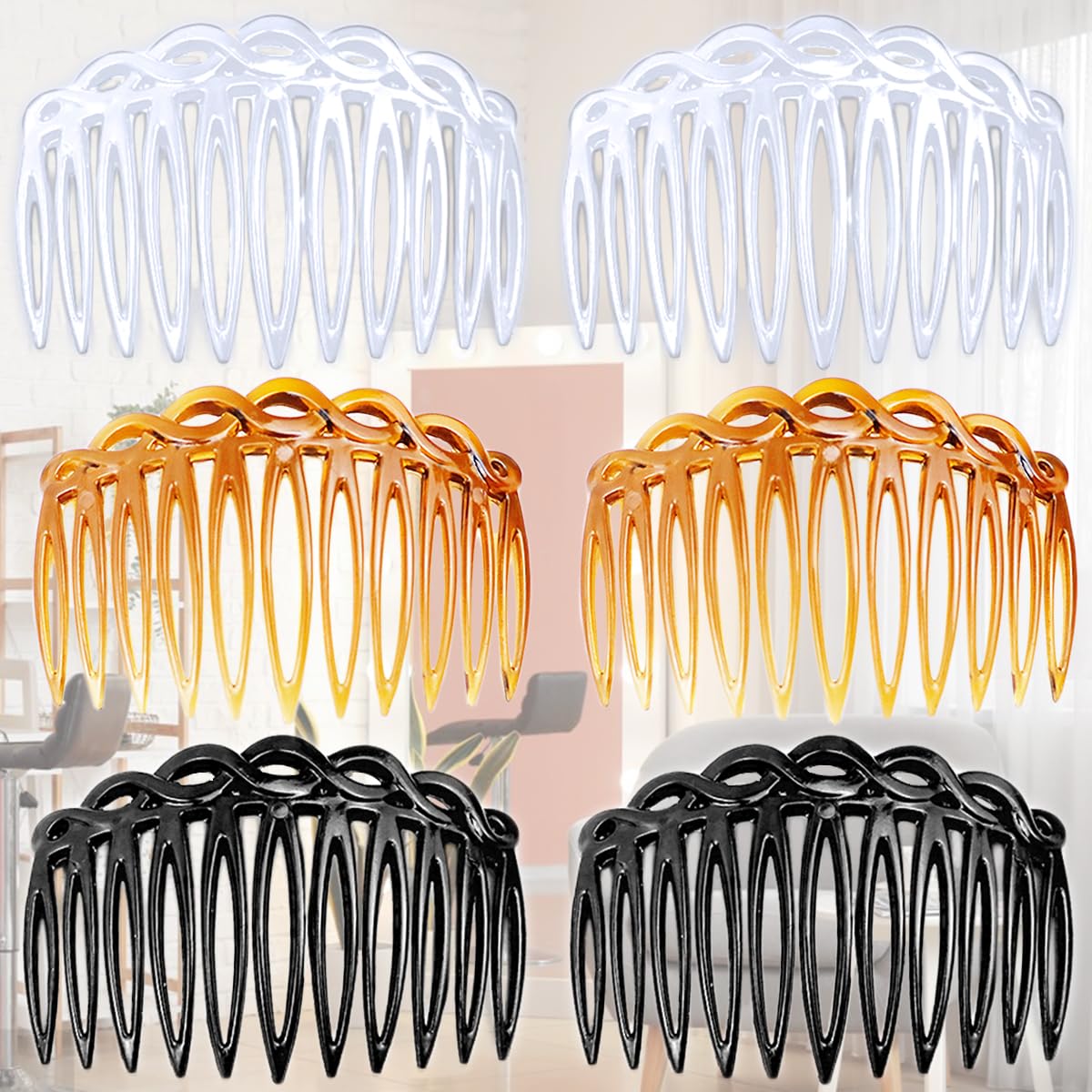 6 Pcs Plastic Side Twist Combs with 11 Teeth for Multiple Hairstyles for Girls a