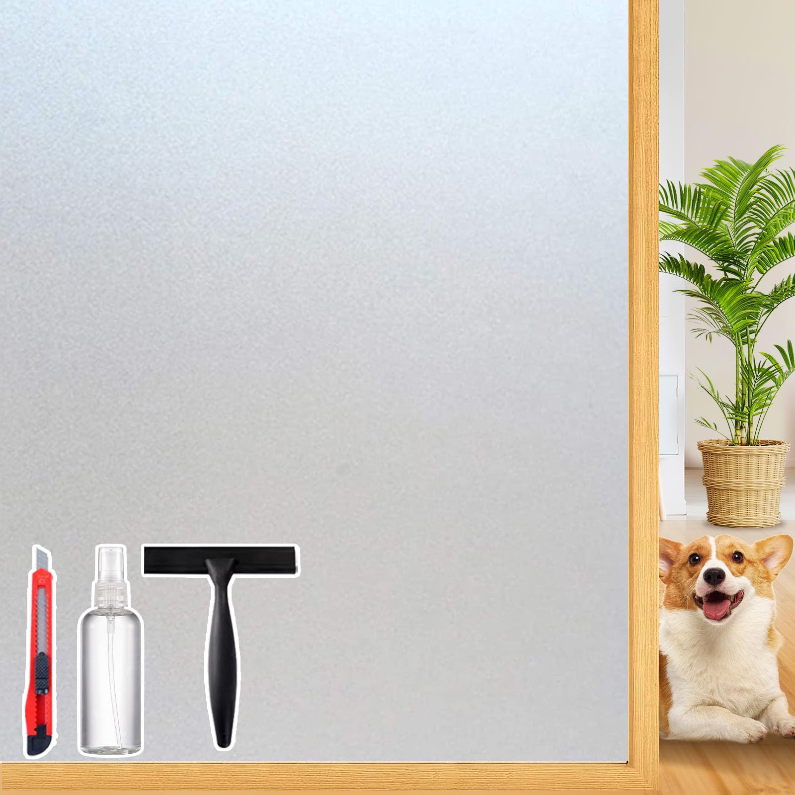 Dwersty Frosted Glass Window Privacy Film Decorative, 17.5" x 78.74" | Bathroom 