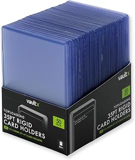 Vault X 35pt Toploaders (50 Pack) 3" x 4" Rigid Card Holders for TCG | Protects & displays cards, 35pt rigid. Seamless, crystal-clear 3" x 4" toploaders. 50-pack for sports cards & collectors.