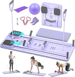 Pilates Board, Foldable Pilates Reformer Set for Home Workout with Timer, Multifunctional Portable Reformer Pilates Machine at Home Pilates Equipment for Fitness Core Training|