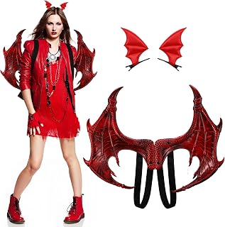 2 Pcs Halloween Red/Black Dragon Wing Costume Accessories