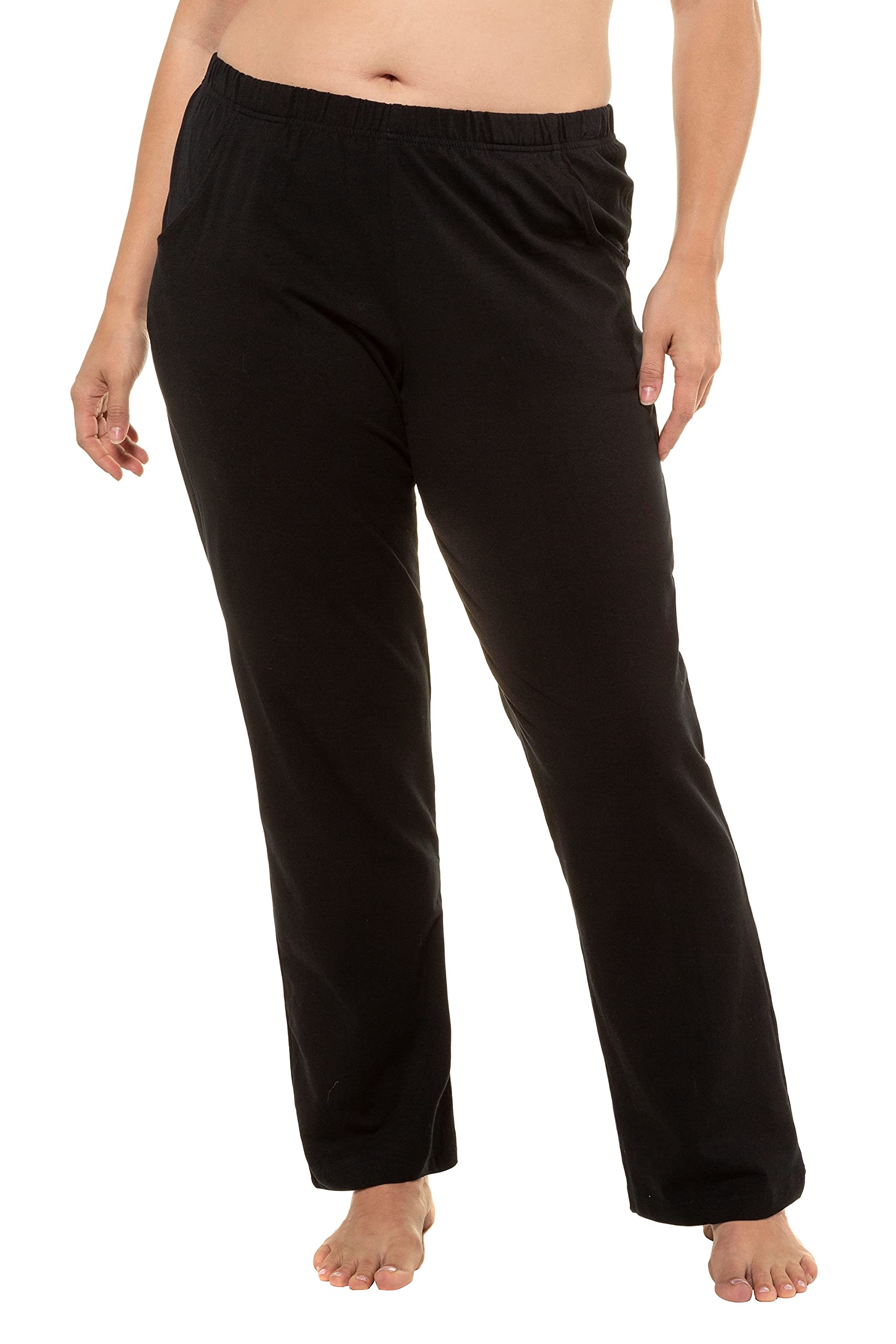Ulla Popken Womenswear Plus Size Curvy Elastic Waist Bootcut Sports Pants 640831