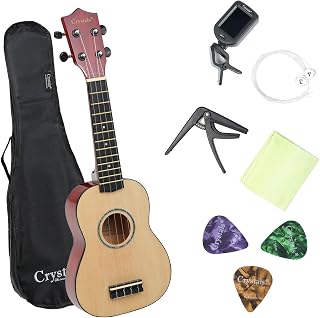 Crystal 21" Soprano Ukulele for Beginners with Gig Bag, Felt Pick & Spare Strings – Ukulele for Adults – Perfect Musical Instrument for Learning & Fun – Natural