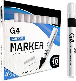 G4GADGET Nice Style Pack of 10 Non-Toxic Ink Black Colour Whiteboard Dry Wipe Marker Pens Bullet Tip