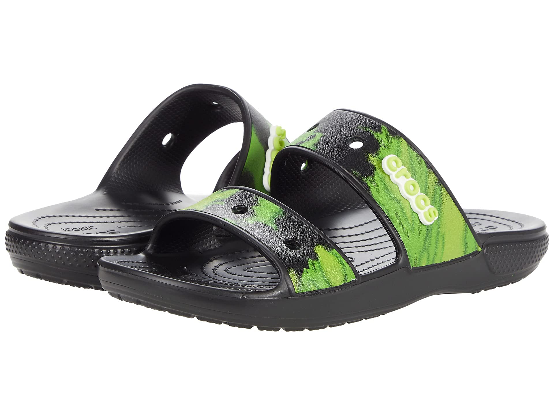 Crocs Classic Tie-Dye Graphic Sandal, Unisex-Adult, Black Lime Punch, 37/38 EU
