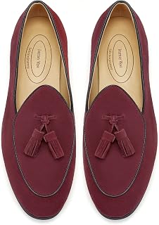 Journey West Men's Suede Leather Belgian Loafers for Men Slip-on Casual Penny Casual Loafers