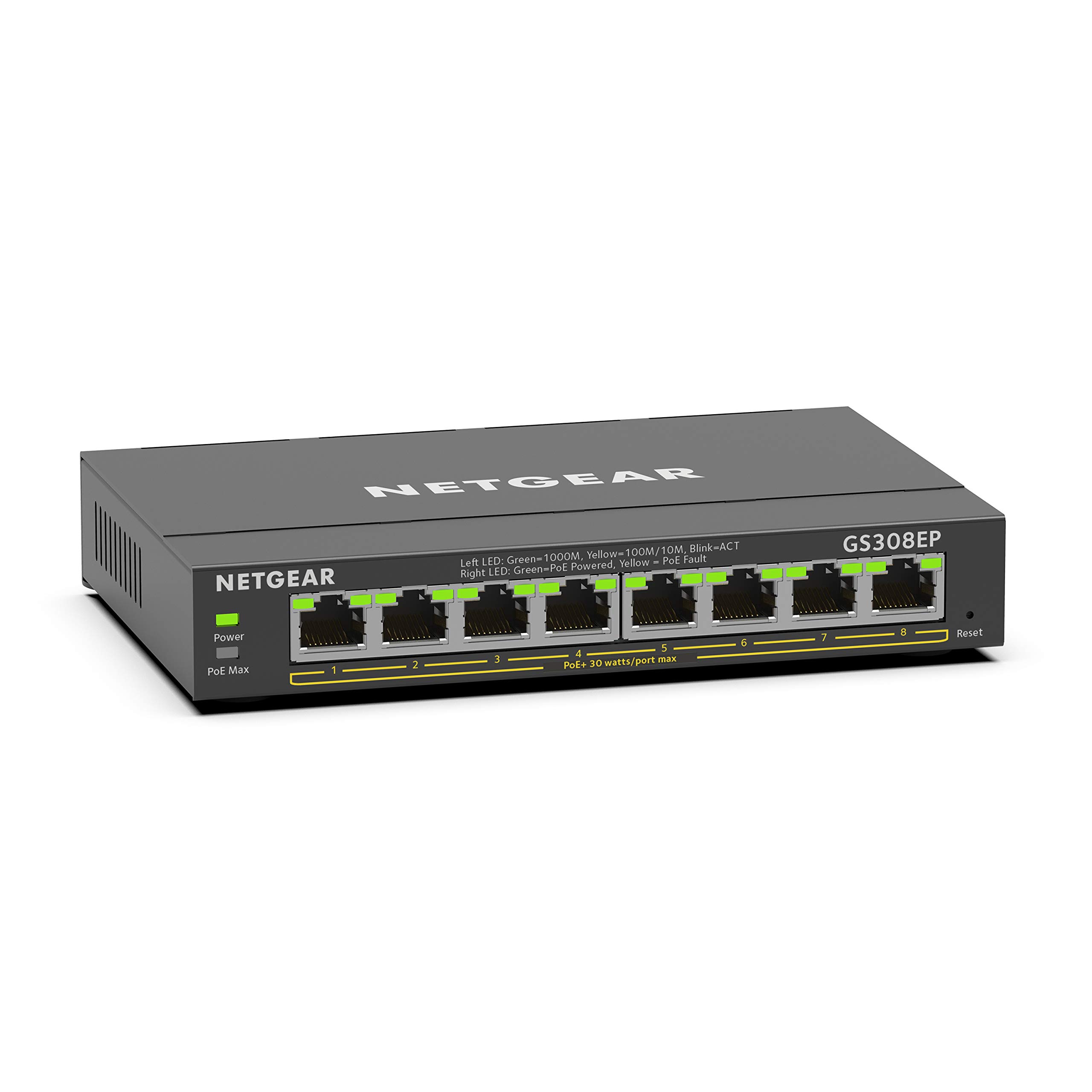 NETGEAR 8 Port PoE Gigabit Ethernet Easy Smart Managed Switch (GS308EP) | 8 x Po