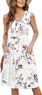 MOLERANI Women Summer Sleeveless V-Neck Midi Dress with Pockets