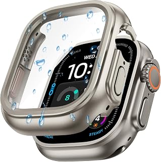 Goton IP67 Waterproof Case with Glass for Apple Watch Ultra 4/3/2/1 49mm | Water-Resistant & Anti-Fog, Tempered Glass Screen Protector Hard PC Cover for iWatch Ultra 49 mm, Sensitive Touch